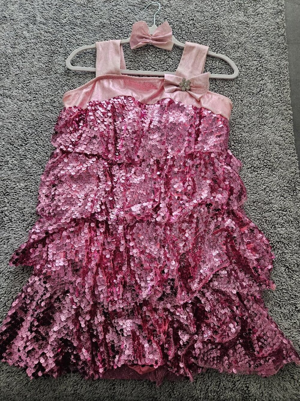 💗 Curtain Call Pink Sequin Dance Costume – Size A‑2XL, Sparkly